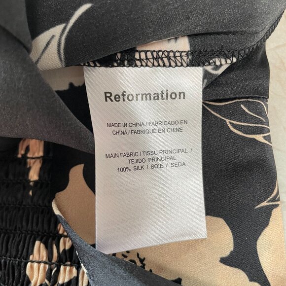 Reformation Frankie Silk Dress | Black Motif 🕸Silk🕸 🎉SALE 🎀 NEW - Picture 4 of 5